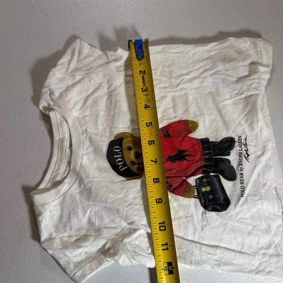 New Polo Ralph Lauren Girl's Bear White Cotton T-shirt 3T dirty - Picture 3 of 10